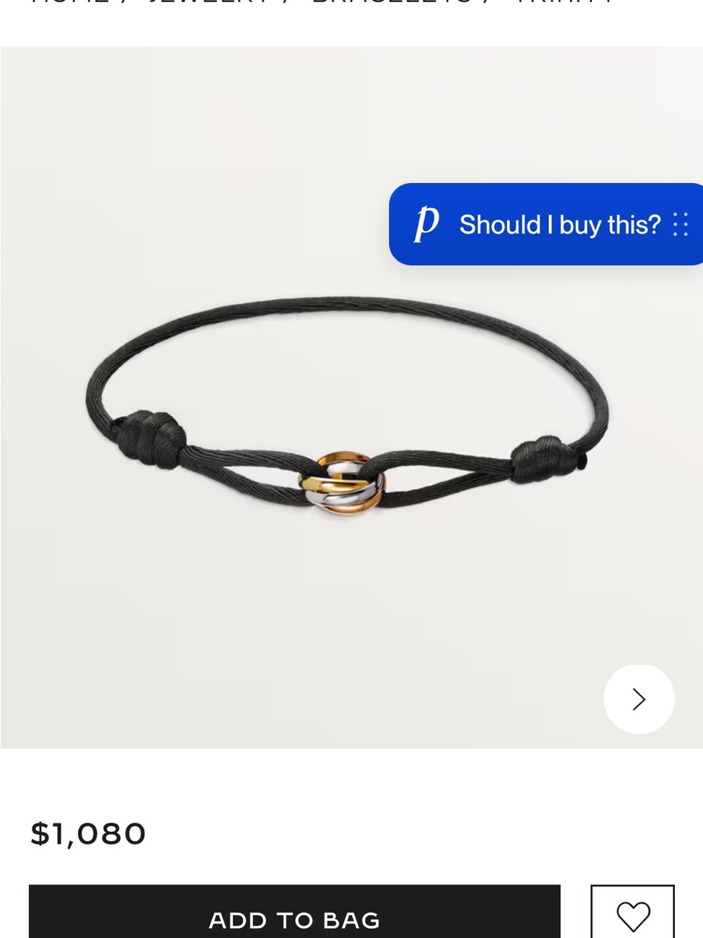 Cartier Pink Cord Bracelet with Tri-Color Interlocking Rings